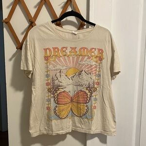 Dreamer Graphic Tee with Butterfly Design